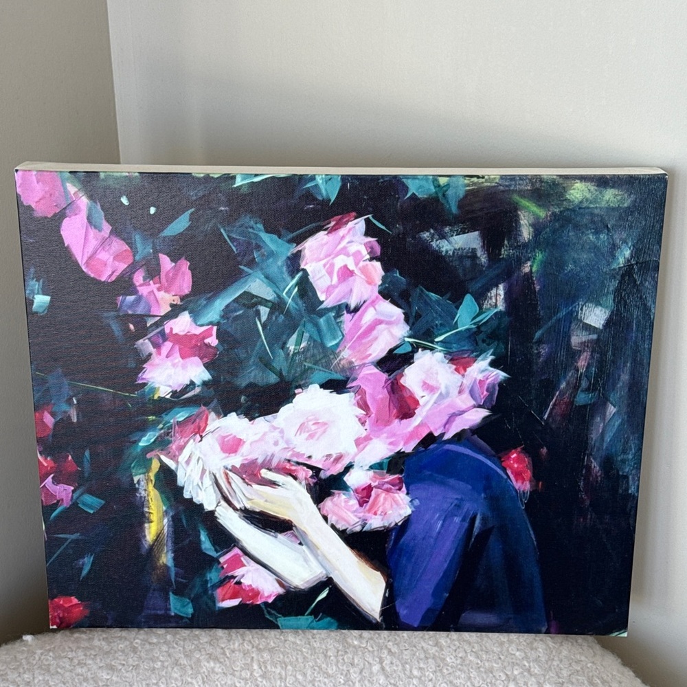 Woman and flowers print artwork 20x16 inch